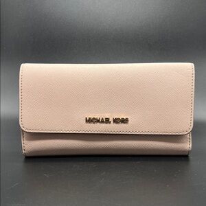 Michael Kors Jet Set Saffiano Leather Continental Flap Wallet Blush Ballet Pink